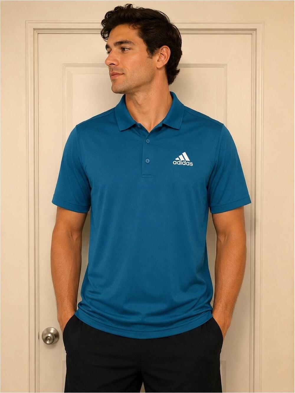 *30off3*‎ NWOT. Adidas Blue polo shirt.